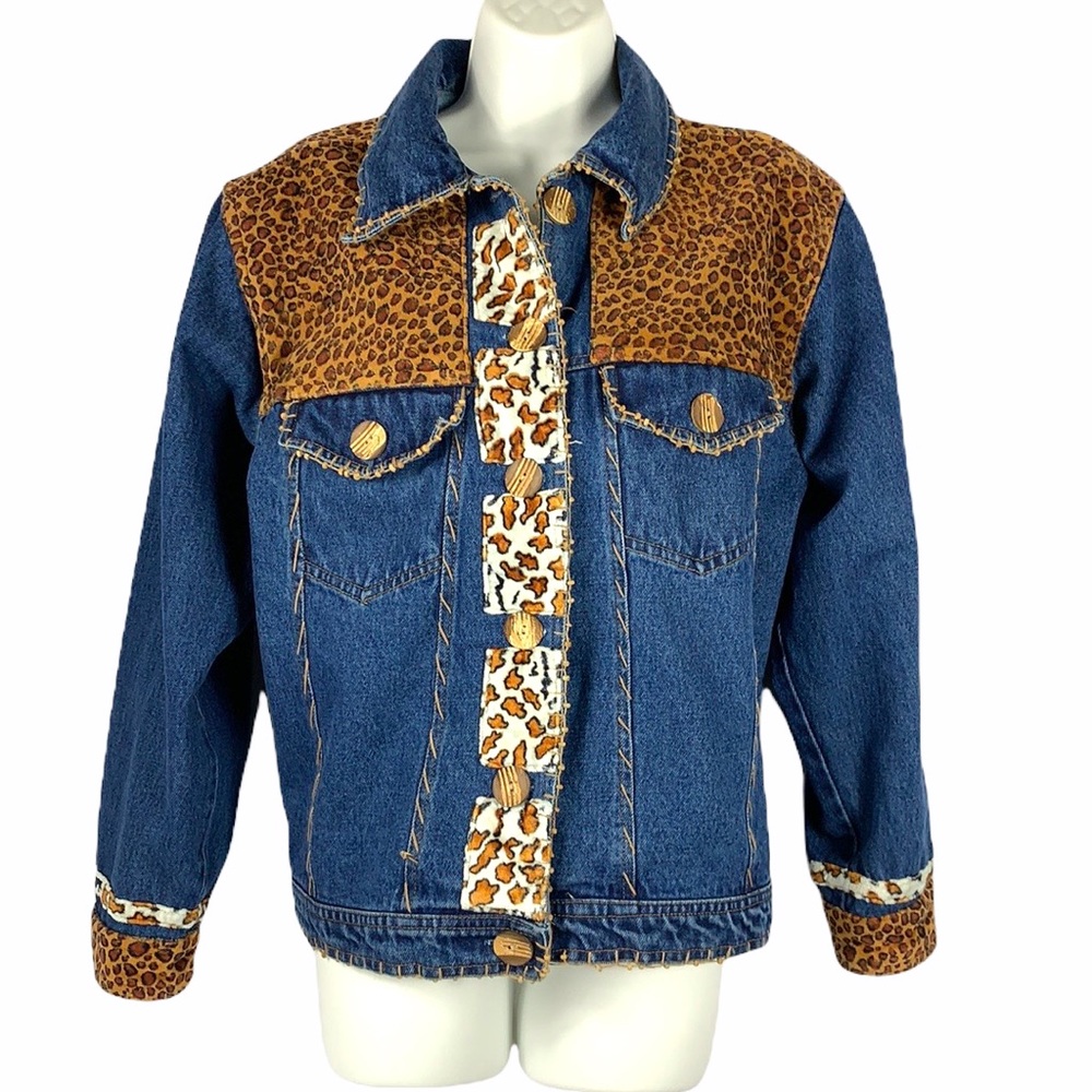MARISOL Jean and Leopard Jacket